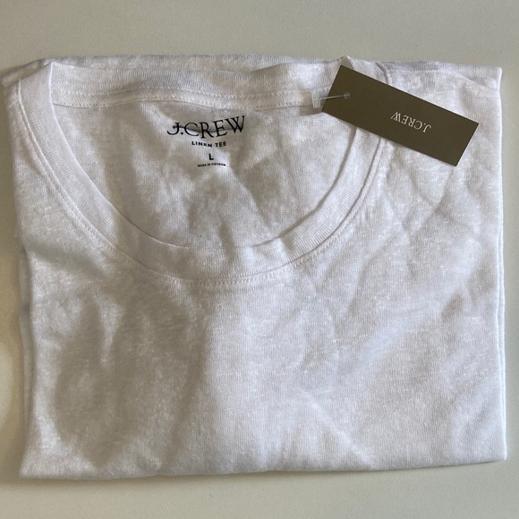 J. Crew New relaxed linen long-sleeve T-shirt Large Classic White Linen Tee - Picture 4 of 7